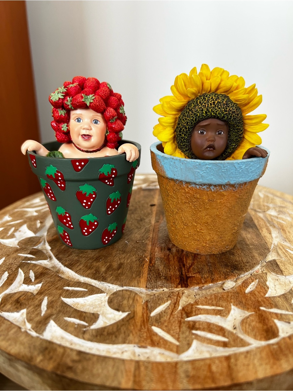 1998 Enesco Decorative Sunflower and Strawberry Set - Yellow & Red